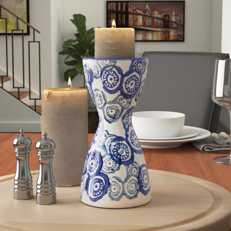 Ebern Designs Clay Pillar Ceramic Candlestick & Reviews Wayfair